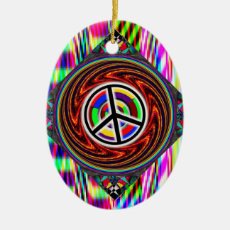 Peace Sign Swirl Ceramic Ornament