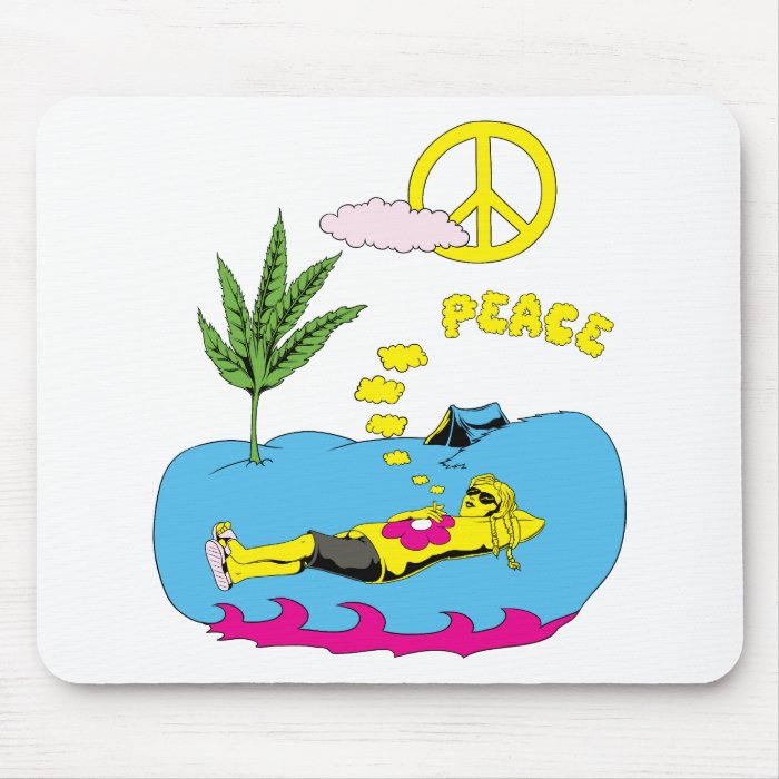 Peace Sign Symbol ~ 60s Hippie Girl Mouse Pad