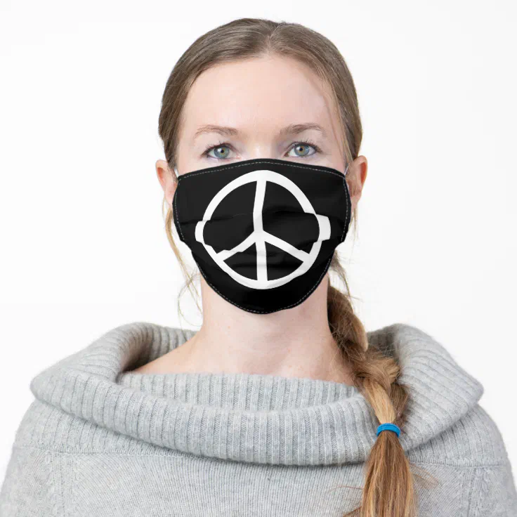 Peace Sign Symbol | Black Adult Cloth Face Mask | Zazzle