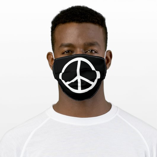 Peace Sign Symbol | Black Adult Cloth Face Mask (Worn)