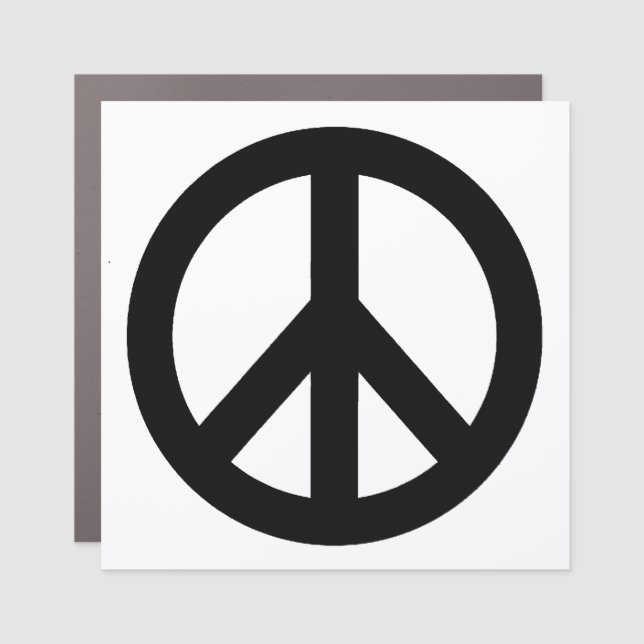 Peace Sign Symbol Black & White Car Magnet (Front)