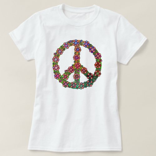Peace Sign Symbol Flower Colorful Love T_Shirt