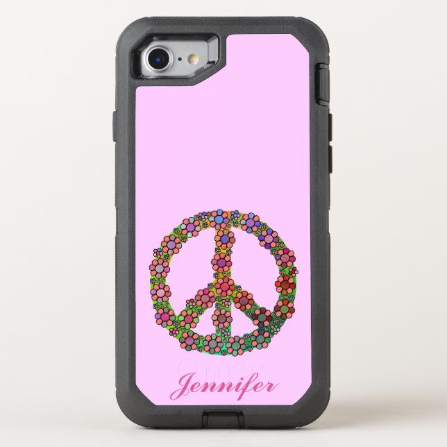 Peace Sign Symbol Flowers Floral Pretty Otterbox iPhone Case (Back)