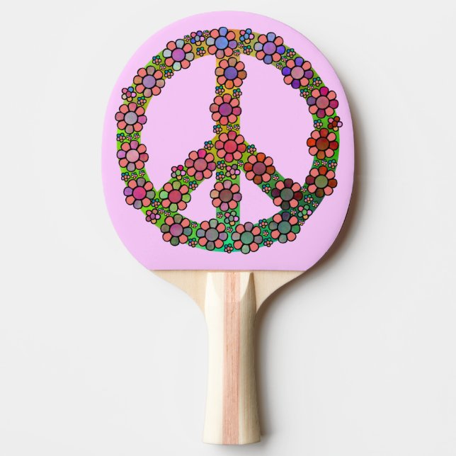 Peace Sign Symbol Flowers Pretty Ping-Pong Paddle (Front)