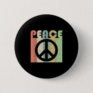 Peace Sign Symbol Inspiring Quote Retro Vintage Gr Button