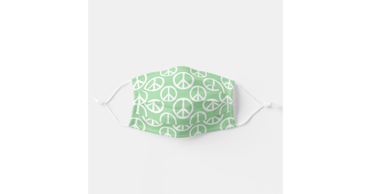 Peace Sign Symbol Pattern Mint Green Cloth Face Mask Zazzle Com