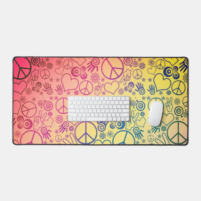 Peace Sign Symbol Rainbow Desk Mat (Keyboard & Mouse)