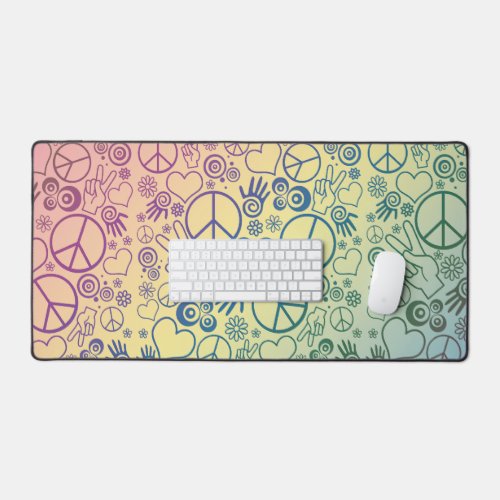 Peace Sign Symbol Rainbow Desk Mat