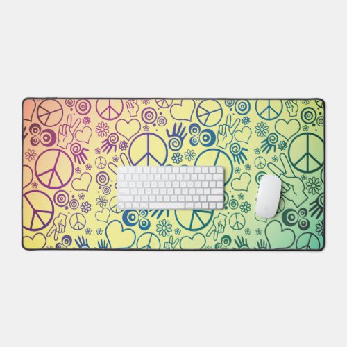 Peace Sign Symbol Rainbow Desk Mat