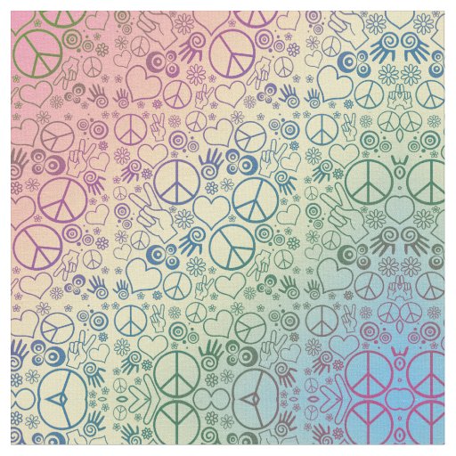 Peace Sign Symbol Rainbow Fabric
