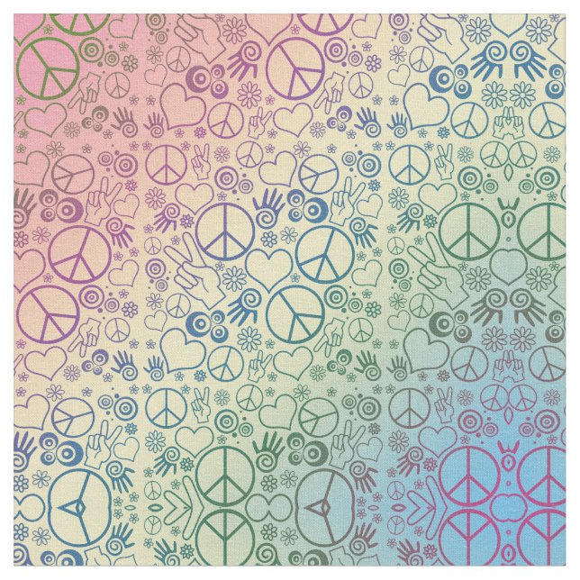 Peace Sign Symbol Rainbow Fabric (Close Up)