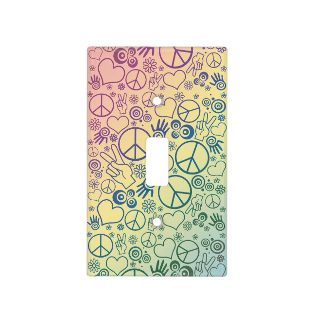Peace Sign Symbol Rainbow Light Switch Cover (Front)