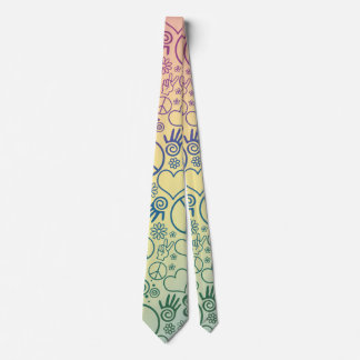 Peace Sign Symbol Rainbow Neck Tie