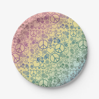 Peace Sign Symbol Rainbow Paper Plates