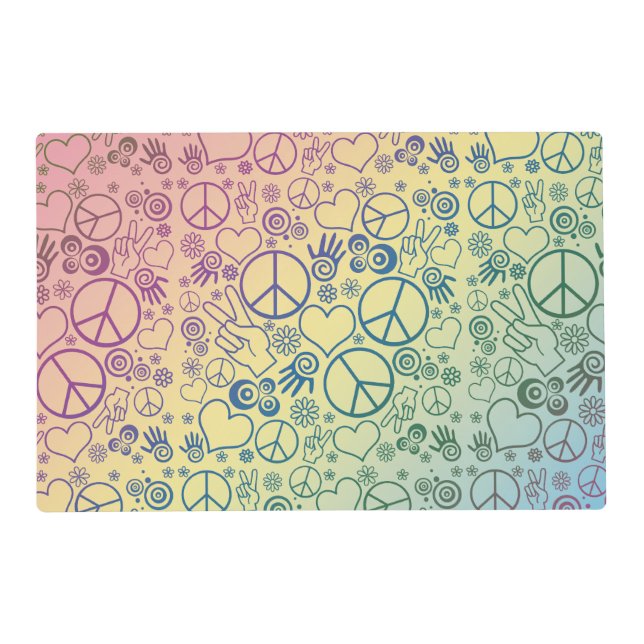 Peace Sign Symbol Rainbow Placemat (Front)
