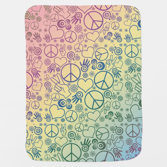 Peace Sign Symbol Rainbow Receiving Blanket (Front)