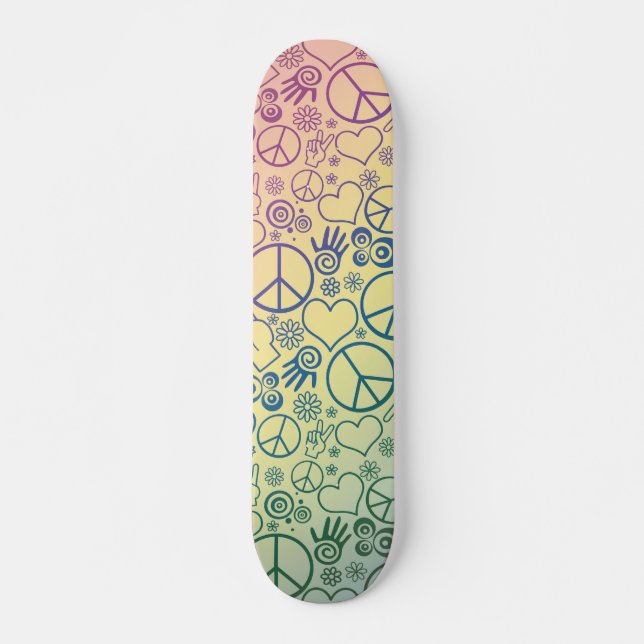 Peace Sign Symbol Rainbow Skateboard Deck (Front)