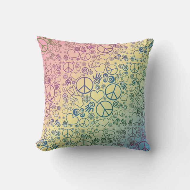 Peace Sign Symbol Rainbow Throw Pillow (Front)