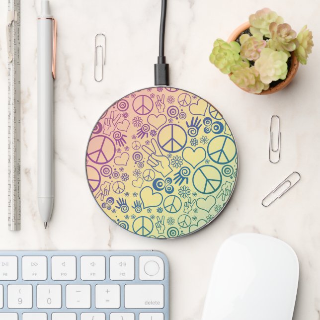 Peace Sign Symbol Rainbow Wireless Charger (Desk)