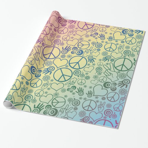 Peace Sign Symbol Rainbow Wrapping Paper