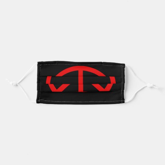 Peace Sign Symbol | Red and Black Adult Cloth Face Mask (Front, Folded)