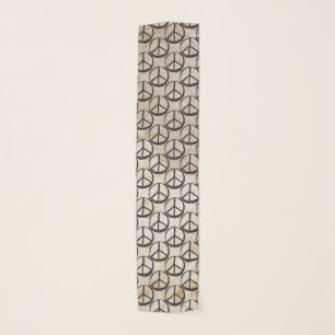 Peace Sign Symbol Rubble Beige Minimalistic Scarf