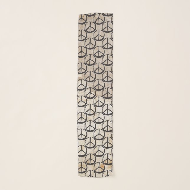 Peace Sign Symbol Rubble Beige Minimalistic Scarf (Front)