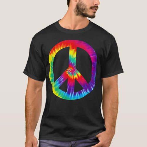 Peace Sign Symbol Tie Dye 60s 70s Shirt Hippie Cos