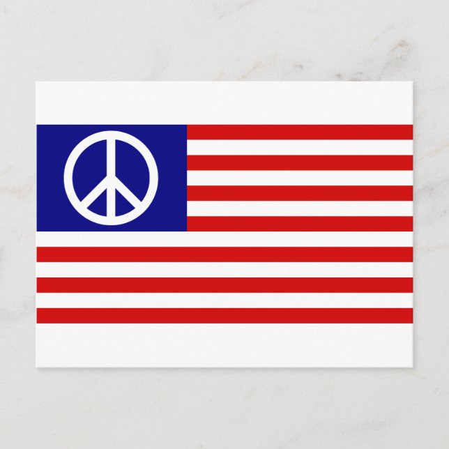 Peace Sign Symbol US Stars & Stripes American Flag Postcard (Front)