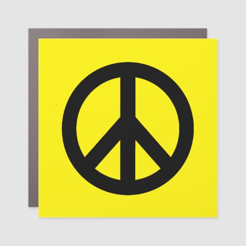 Peace Sign Symbol Yellow Car Magnet