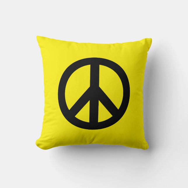 Peace Sign Symbol Yellow Throw Pillow (Front)