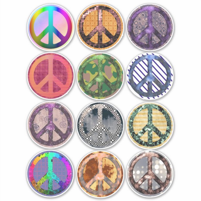 Peace Sign Symbols Abstract Boho hippie art Sticker (Front)