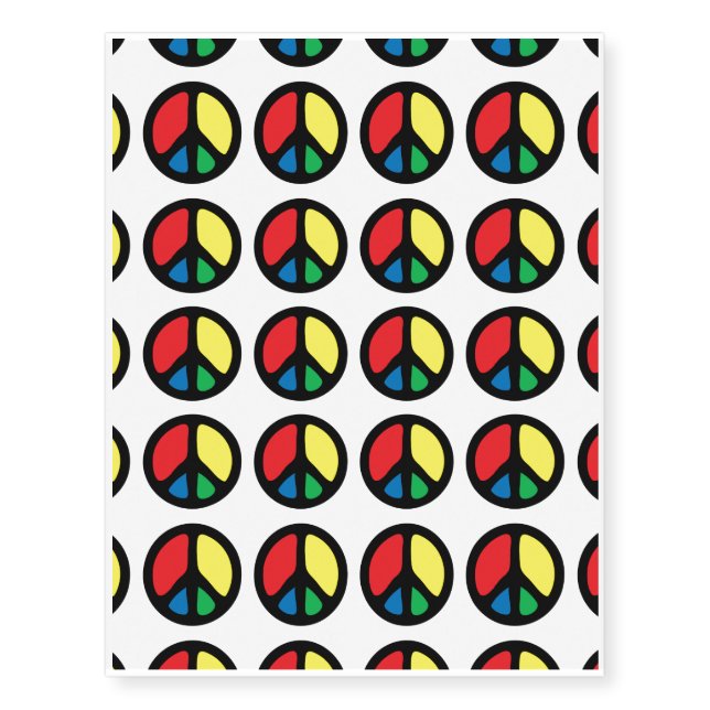Peace Sign Temporary Tattoos (Sheet of 20) (Front)