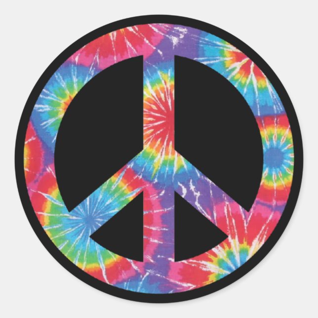 PEACE SIGN Tie Dye Classic Round Sticker (Front)