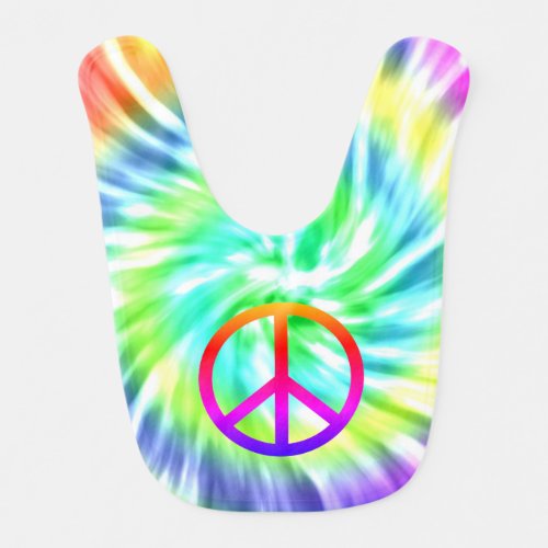 Peace Sign Tie Dye Design Baby Bib