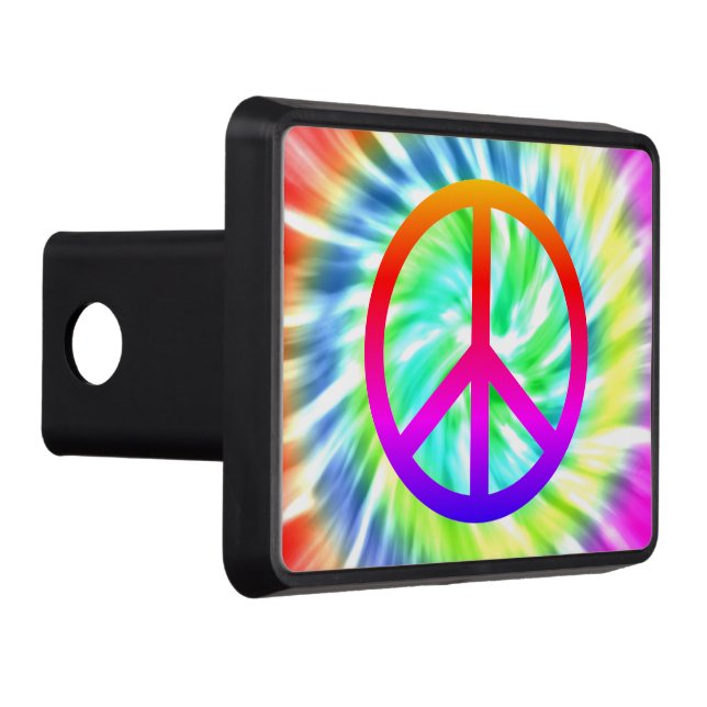 Peace Sign Tie Dye Design Trailer Hitch Cover (Right)