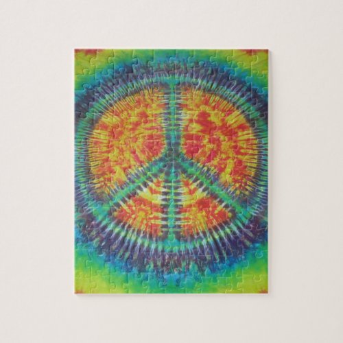 Peace Sign Tie Dye Jigsaw Puzzle