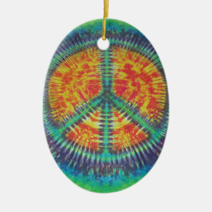 Peace Sign Tie Dye PhatDyes Ceramic Ornament