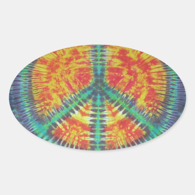 Peace Sign Tie Dye PhatDyes Oval Sticker (Front)
