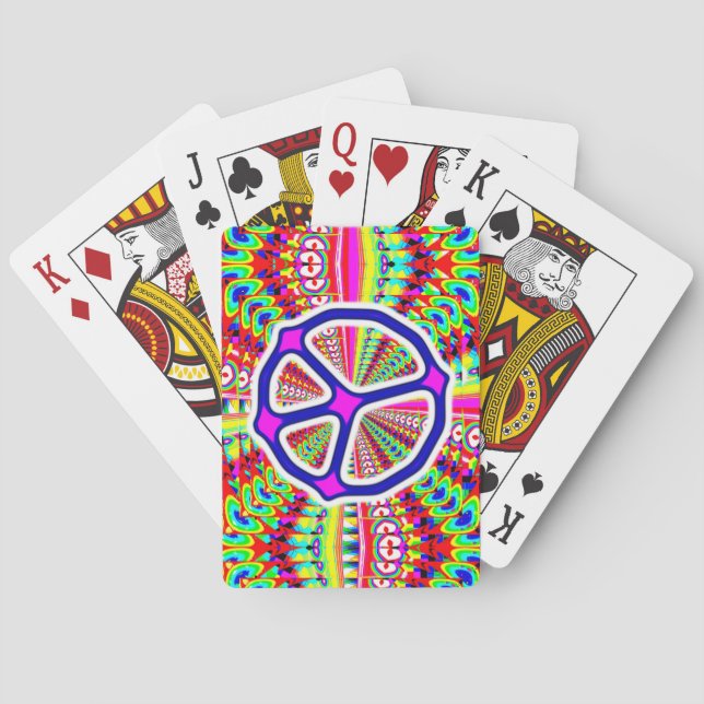 Peace Sign Time Tunnel Mandala Poker Cards (Back)