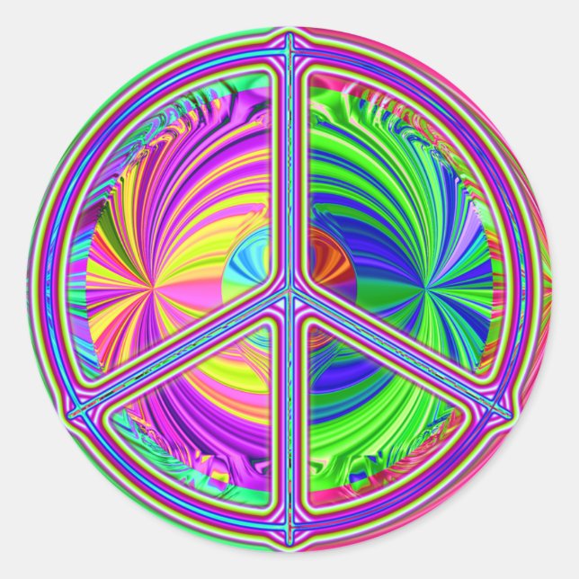Peace Sign (trippy-hippie) sticker (Front)