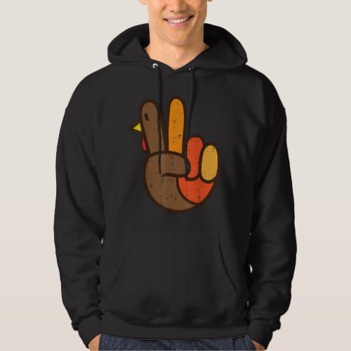 Peace Sign Turkey Hand Cool Thanksgiving Hippie Me Hoodie