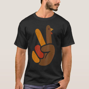 Peace Sign Turkey Hand Cool Thanksgiving Men Women T-Shirt
