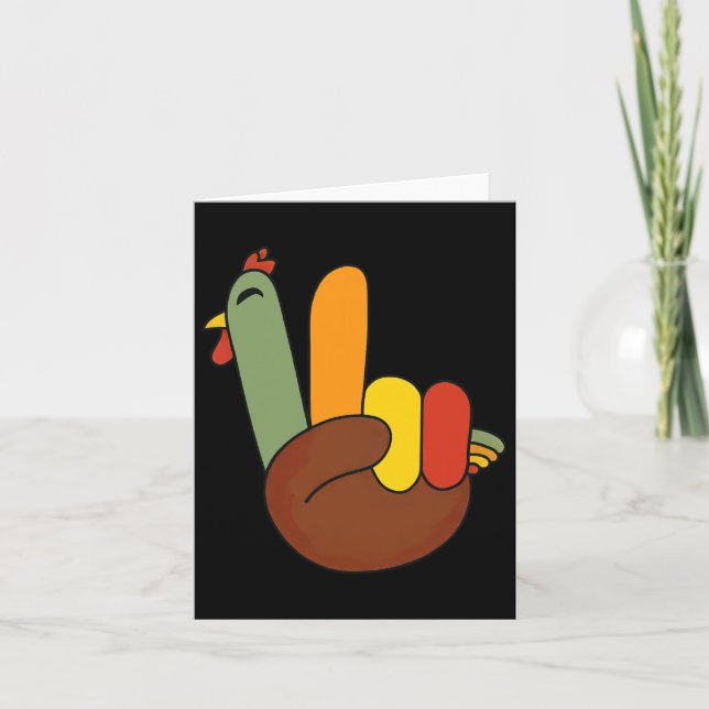Peace Sign Turkey Hand Funny Thanksgiving Matching Card (Front)