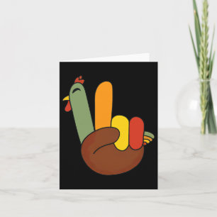 Peace Sign Turkey Hand Funny Thanksgiving Matching Card