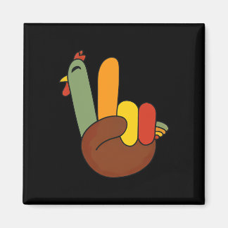 Peace Sign Turkey Hand Funny Thanksgiving Matching Magnet