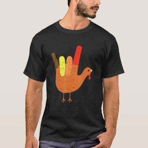 Peace Sign Turkey Language Hand Cool Thanksgiving T-Shirt