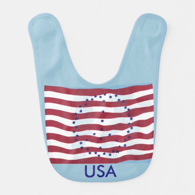 Peace Sign USA Flag Patriotic Baby Bibs (Front)