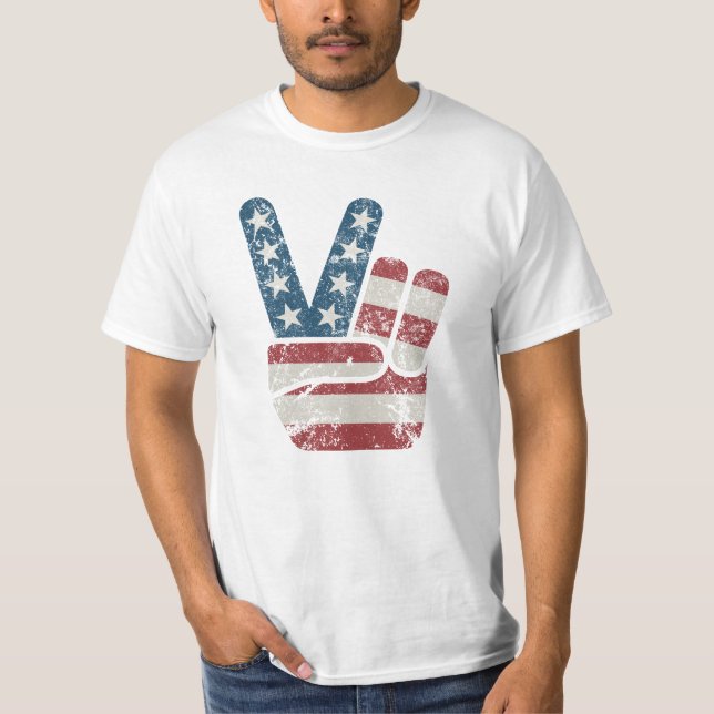 Peace Sign USA Vintage T-Shirt (Front)