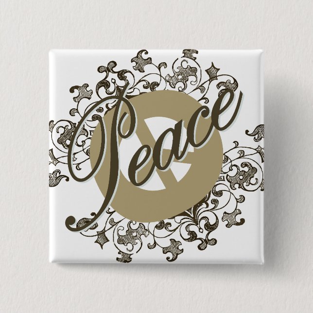Peace Sign Vintage Brown Button (Front)